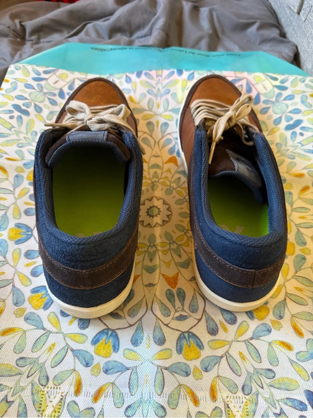Men's Brown Leather & Dark Brown Low-Top Sneakers with Beige Laces